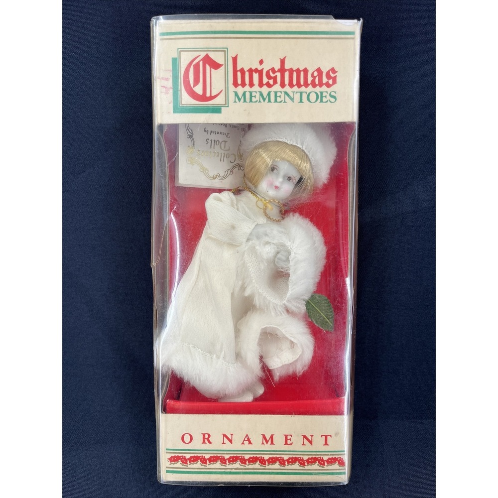 Vintage Sears Roebuck Collectors Doll Christmas Tree Ornament White Fur‎ Muff
